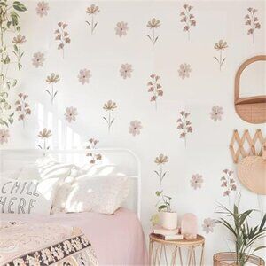 Boho Daisy Wall Decals for Girls Nursery Kids Room Removable Peel Stick Stickers